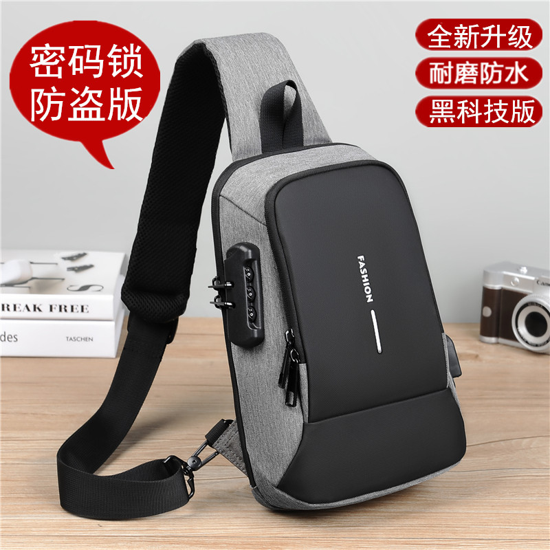 Multifunction Chest Bag Men Bag Bag Single Shoulder Inclined Satchel Bag Casual Large Capacity Oxford Cloth Small Scapegoat CODE LOCK TIDE