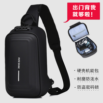 Hardshell mens bunk bag coded lock chest bag mens single shoulder bag slanted satchel bag Casual Twill Bag Locomotive Bag Tide Summer Backpack