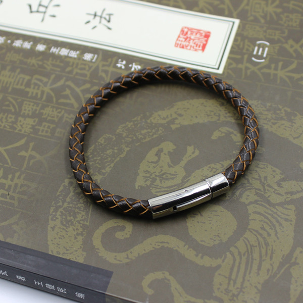 DIY dây da nhập khẩu Zhou Jiapi dệt dây da da Vòng đeo tay da 6 mm mm Dây da DIY - Vòng đeo tay Clasp vòng thạch anh tóc vàng