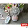 Little White rabbit handheld mini colorful lamp electric fan rechargeable small portable portable hanging cartoon desktop 