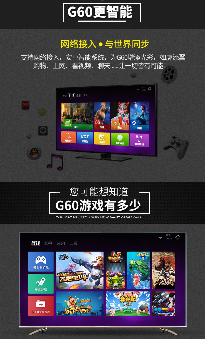 Máy chơi game Cassidy G60 HD TV 4K thông minh nhà đôi đôi cổ điển màu đỏ và trắng hoài cổ tay cầm xbox