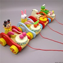 Wooden baby tractor animal shape baby pull cord pull cord 12-3 years old one year old cute toddler toy
