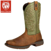Genuine leather Horse boots High cylinder Long boot L Green Trend Mens boots Long cylinder boots European and American West Cowboy Leather Martin boots D