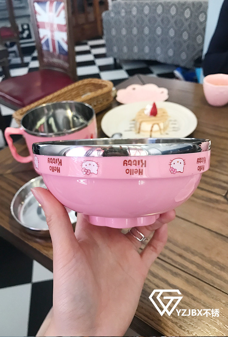 Trẻ em dễ thương phim hoạt hình thép không gỉ bộ đồ ăn dao kéo đặt hộp ăn trưa học sinh hộp ăn trưa nhà với nắp cốc ăn liền - Hộp cơm điện sưởi ấm hộp cơm điện cầm tay đa năng bear