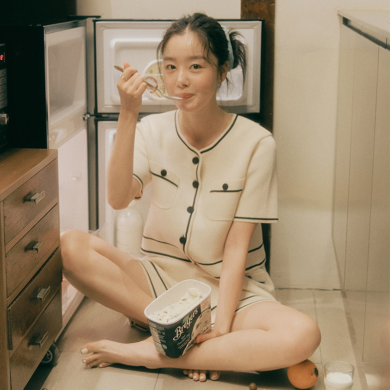 yournamehere Korean cardigan two-piece women's fashion age-reducing shorts knitted small fragrance suit women's autumn