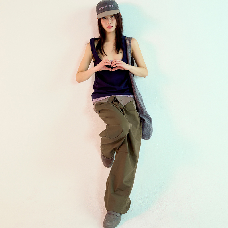 Coyseio2026 Spring and Summer New Workwear Style Cuffed Waist Wide-Leg Pants Women's Straight Casual Pants Women's Loose Long Pants