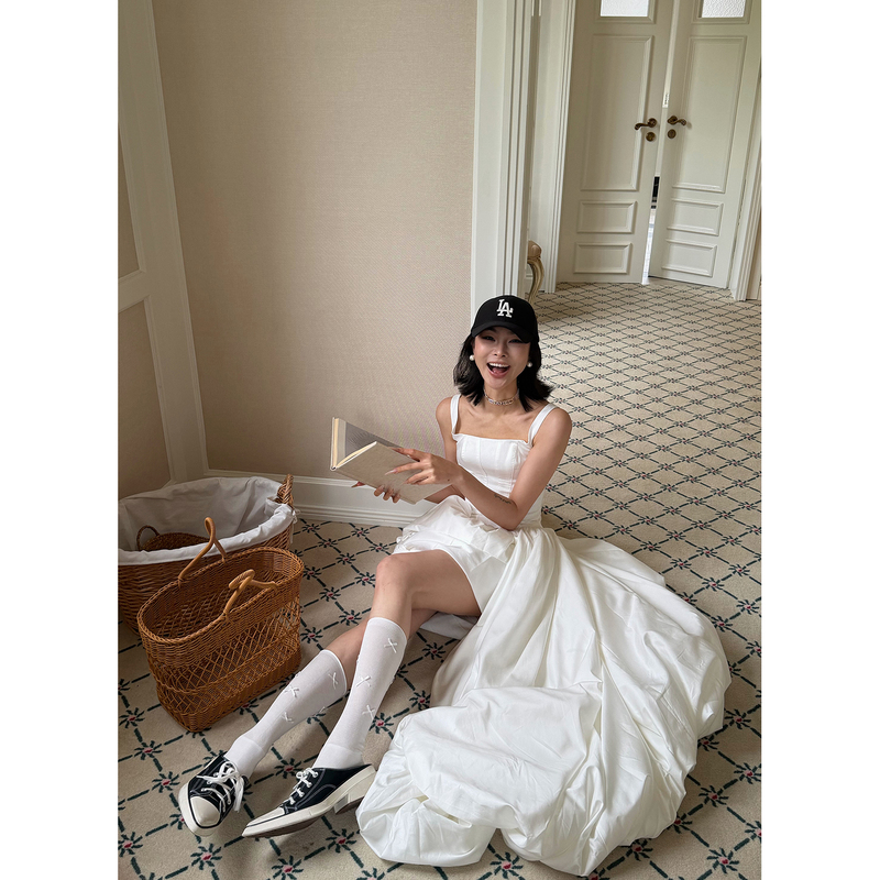 Zha San Guan White Strapless Sleeveless Heavy-Duty Dress for Women, Summer 2026 New Style Formal Dress Long Skirt Zha San Guan White Strapless Sleeveless Heavy-Duty Dress for Women, Summer 2026 New Style Formal Dress Long Skirt