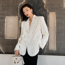 Zhao Sanguan white velvet blazer womens new high-end temperament design sense niche casual suit trend