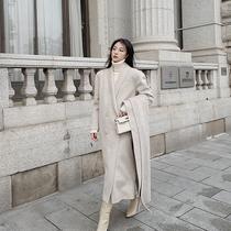 Mei Sanguan white rich and beautiful Gaoding handmade double-sided cashmere coat womens 2020 new French woolen coat