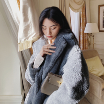 Mei Sanguan three-color optional loose and thin wool coat female 2020 winter new teddy little bear fur