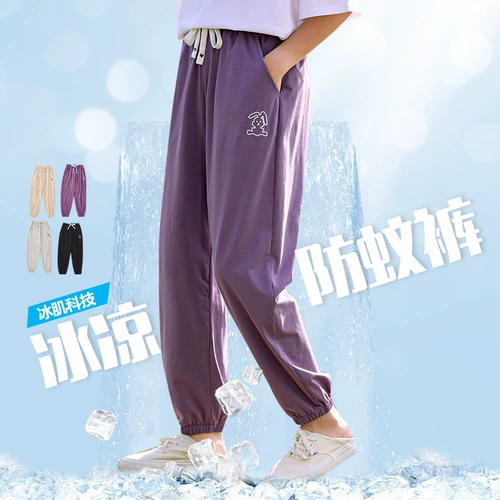 Летние тонкие штаны, хлопковое средство от комаров, летняя летняя одежда для отдыха, подходит для подростков, 12 лет