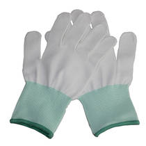 Gants en nylon à 13 aiguilles confortables élastiques sans poussière bord blanc et vert taille M