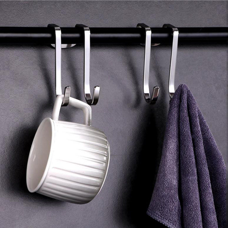 Household multi-purpose stainless steel S-shaped hook wall hanging kitchen bathroom dormitory S-shaped cabinet door behind s hook nail-free S hook