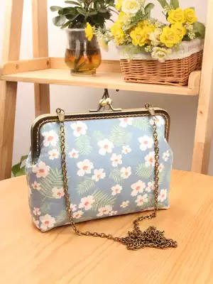 DIY fabric 18cm wind square mouth gold handmade bag DIY material bag can hold mobile phone semi-finished products
