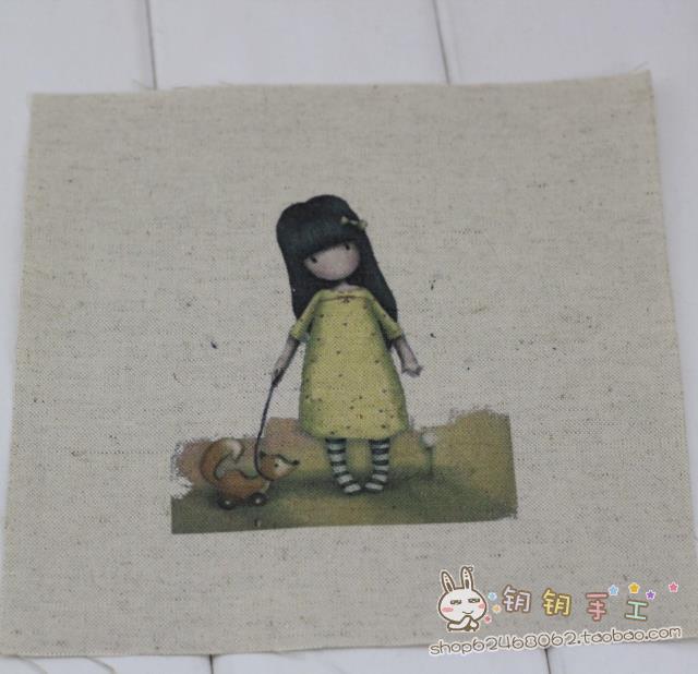 Key Handmade Cô gái siêu dễ thương Tay nhuộm vải Hướng dẫn sử dụng Vải DIY In kỹ thuật số Cotton lanh 3 nhân dân tệ một mảnh vải thun sọc