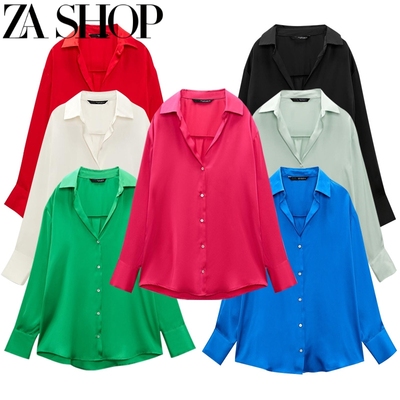 taobao agent ZA Shop Spring Women's Casual Loose Loose Top Satis Satis Satisfied Long -sleeved Shirt 7969046