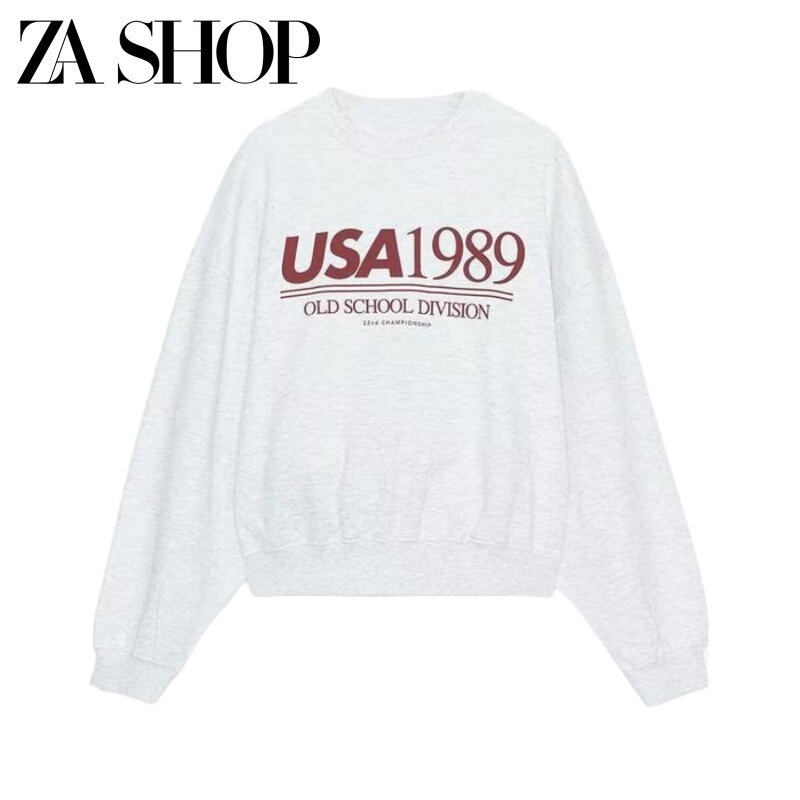 2025 Autumn Women's Printed College Style Long Sleeve Crew Neck Sweatshirt with Drawstring Jogger Pants 4424006 4424005