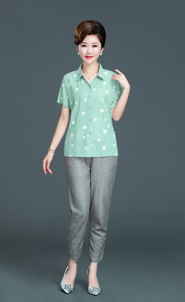 Áo sơ mi cotton mùa hè, áo sơ mi cỡ lớn nước ngoài, mới 40 tuổi, 50 phụ nữ trung niên, áo thời trang hè - Quần áo của mẹ quần áo nữ trung niên