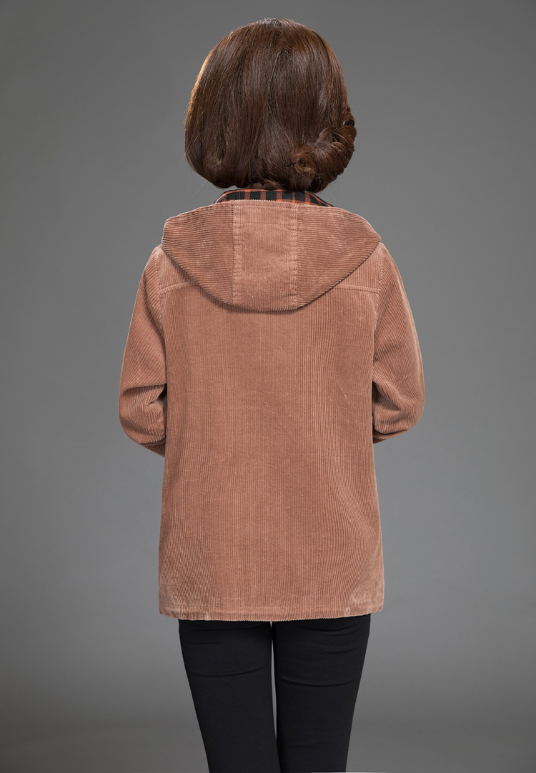 Áo khoác nữ trung niên mùa xuân và mùa thu mẫu XL cộng với áo khoác nhung kẻ béo cho mẹ áo khoác cotton mùa thu - Phụ nữ cao cấp quần áo cho mẹ