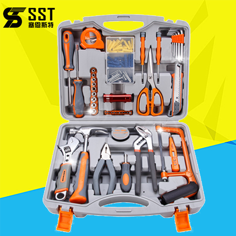 92 pieces of nickel iron alloy toolkit household multi - function manual tool combination to install wrench toolbox