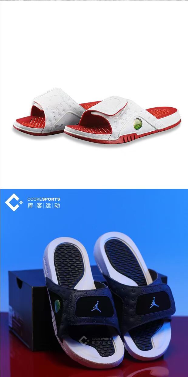 Kuqa Air Jordan 13 AJ13 gấu trúc đen trắng đi biển thể thao và dép dép jordan chính hãng