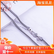 S925 mens sterling silver necklace male retro personality tide card thick long send boyfriend silver jewelry six-character proverbs snake bone chain
