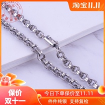 S925 Thai silver mens necklace sterling silver necklace male retro personality mens style mens thick long hair boyfriend silver jewelry