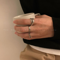 Ring female niche design ins tide adjustable cold wind sterling silver Food ring light luxury retro fashion hip hop cool