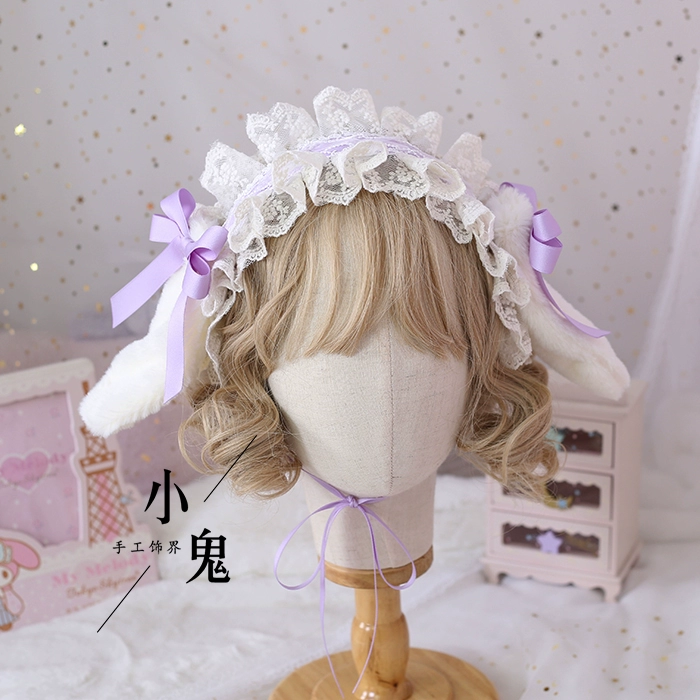 Cosplay&ware Handmade Plush Lop Ear Detachable Hair Band Soft Girl Kawaii Bunny Lolita Lace Bowknot Headwear Kc Accessories -Zentai shop online O1CN012mmAFg1ggMYzfwToi !!475114171.jpg