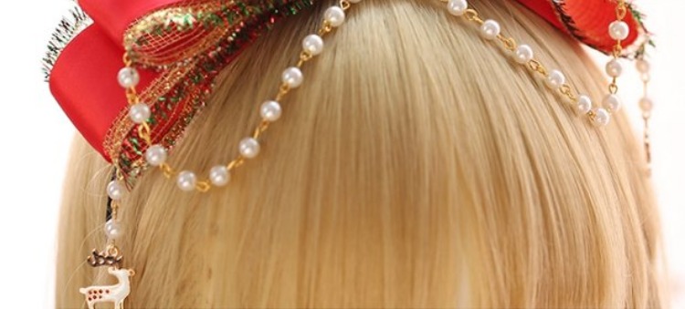 Handmade Christmas Star Pearl Bow Lolita Hairpin Hairpin kc Headwear Lolita Red Hair Phụ kiện headband - Phụ kiện tóc dây buộc tóc hot nhất hiện nay
