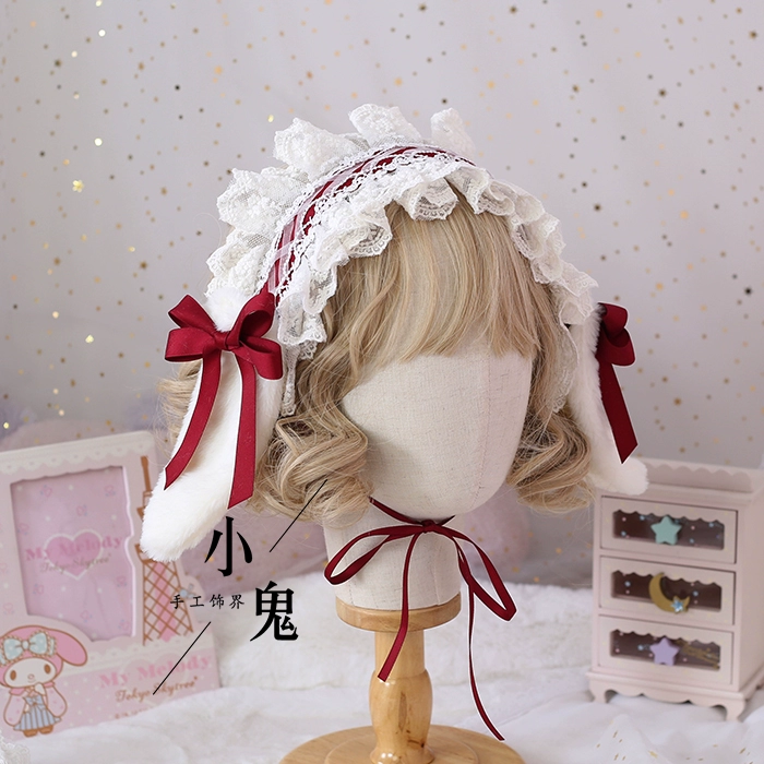 Cosplay&ware Handmade Plush Lop Ear Detachable Hair Band Soft Girl Kawaii Bunny Lolita Lace Bowknot Headwear Kc Accessories -Zentai shop online O1CN01DqNTYr1ggMZ20C8m6 !!475114171.jpg