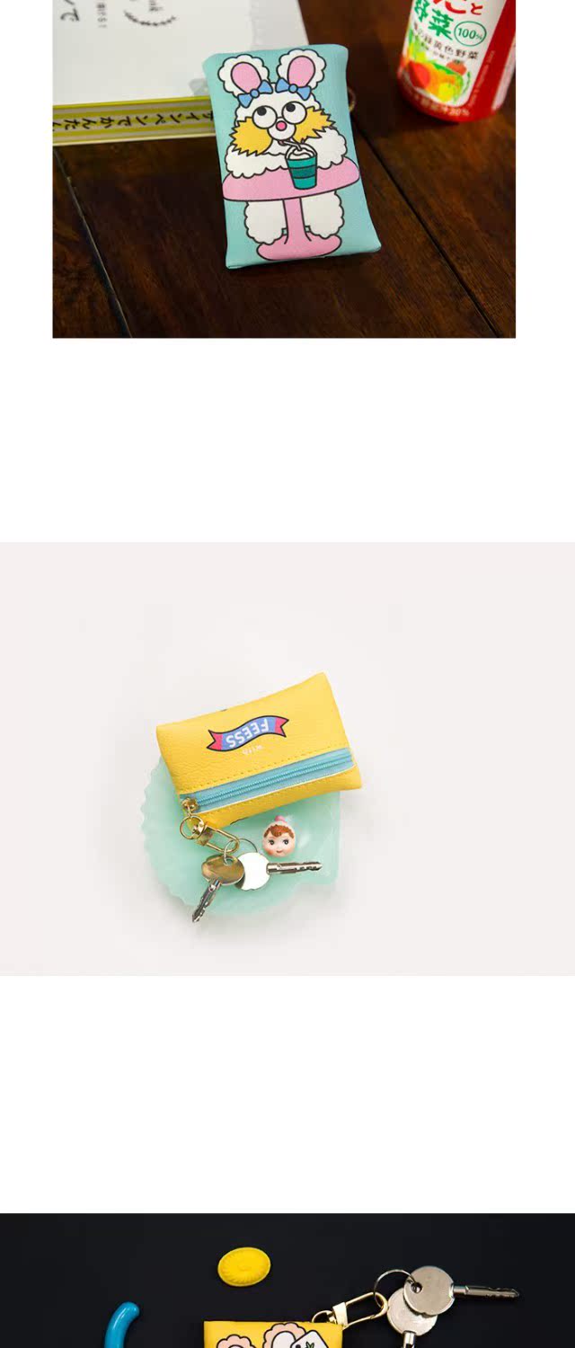 Bentoy Fes Rabbit Series Phim hoạt hình dễ thương Mini Charm Coin Purse Key Bag Super Meng 4 vi moc chia khoa