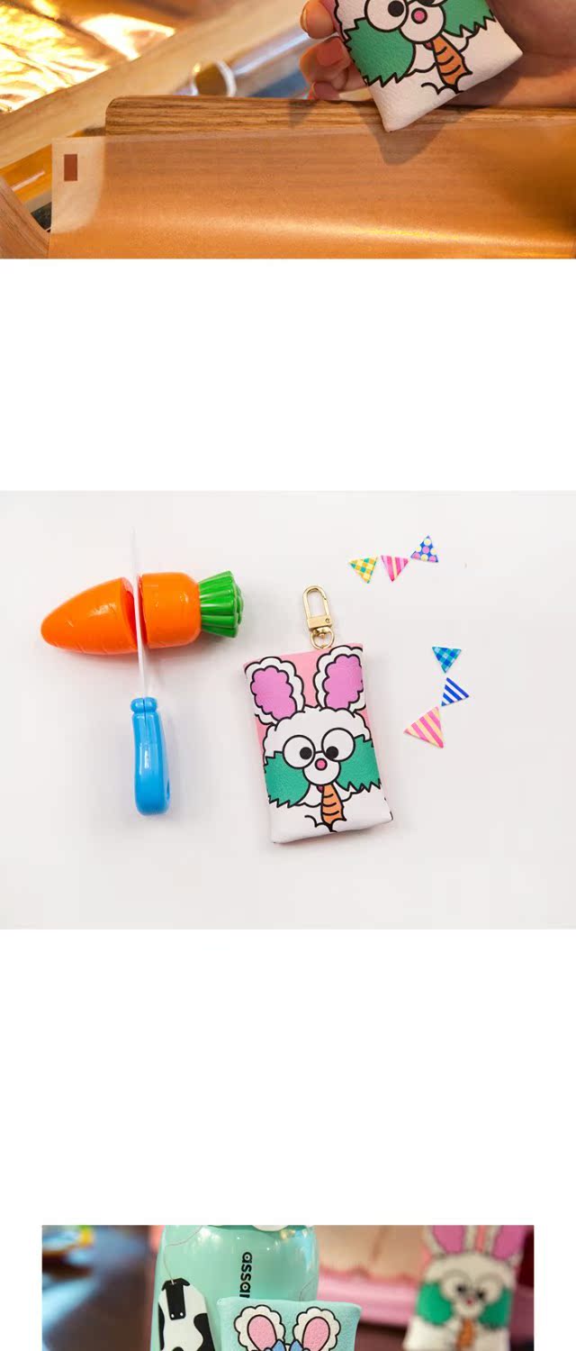 Bentoy Fes Rabbit Series Phim hoạt hình dễ thương Mini Charm Coin Purse Key Bag Super Meng 4 vi moc chia khoa