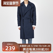 Windbreaker mens long loose 2021 spring and autumn new coat British wind coat Korean version of the trend slim section