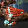 Natural Baoshan South red Agate hand string hand chain Buddha beads 108 necklace pendant beads accessories men and women live