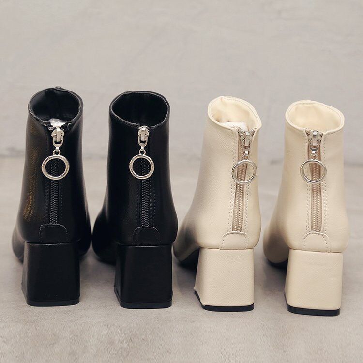 Fashion Martin Rain Boots Waterproof Shoes Women Outwear Square Head Coarse Heel Short Boots Girl High Heels 2018 New Autumn And Winter Korean Version