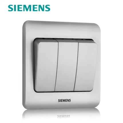 Siemens Switch Spocket Sweet Panel Panel Shimenzi Speect Series серия цветового серебристого трех открытого отдельного переключателя управления