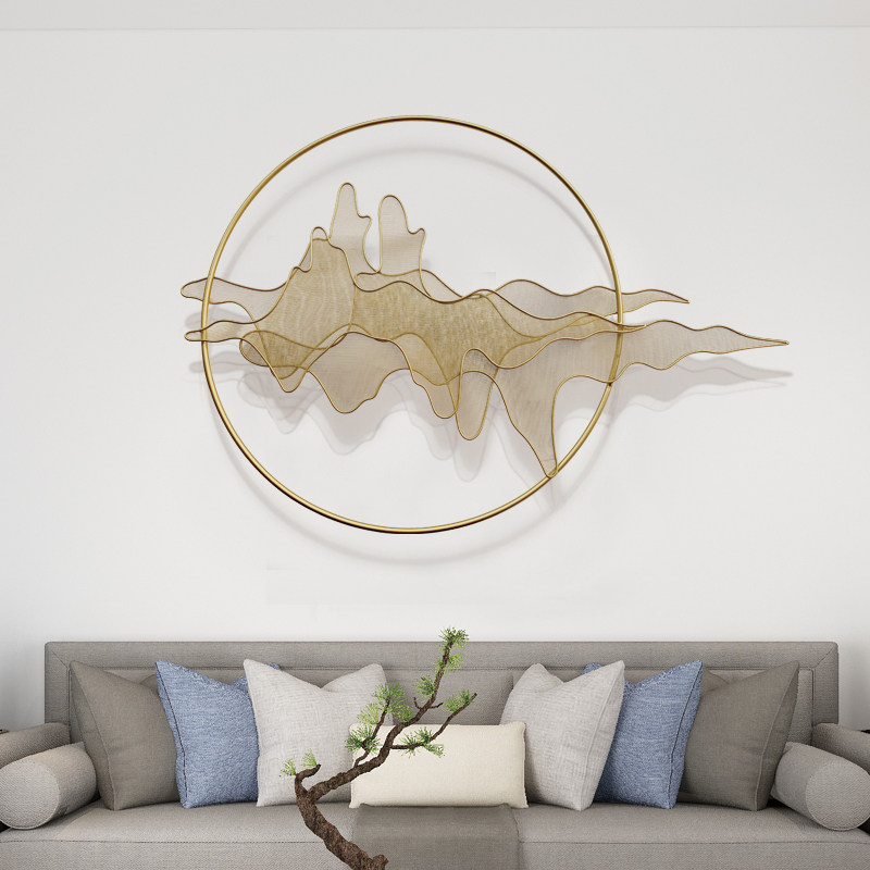 New Chinese Xuanxian Handling Wall Decoration Hanging Piece Decoration Metal Stereo Mountain Shadow Wall Decoration