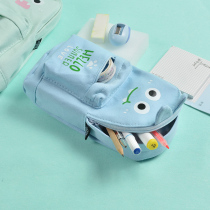 Large capacity pen bag canvas simple ins Japanese exquisite cute girl Boys and Girls High value stationery storage bag Primary School students 2021 new popular multifunctional pencil pen box