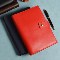 Loose-leaf notebook detachable buckle soft leather leather noodle buckle leather cowhide notebook a5 multifunctional retro high-grade business work conference office notepad custom cover printable LOGO