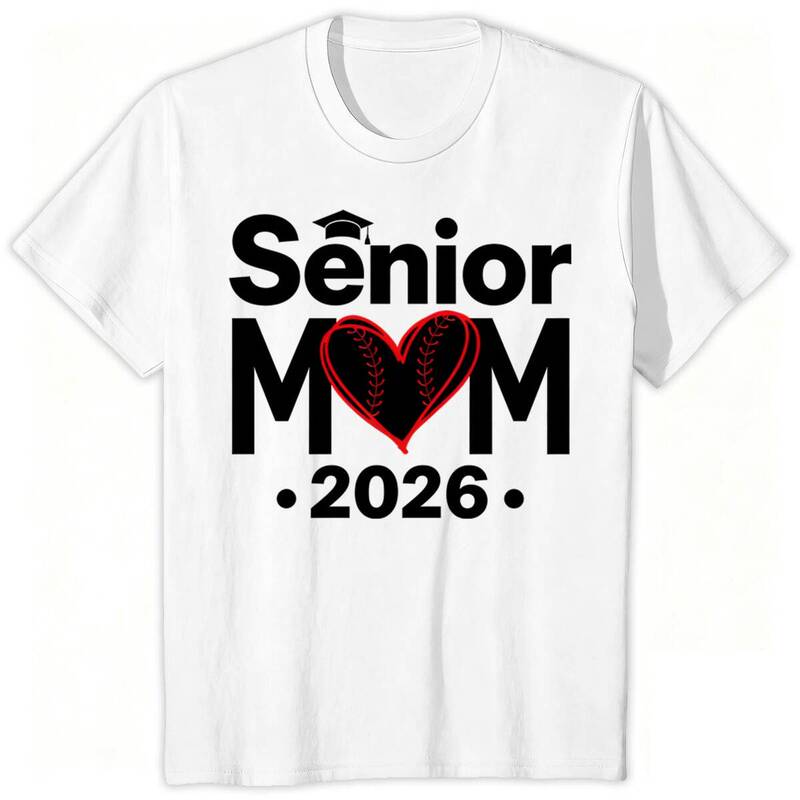Class of 2026 Graduate Baseball Mom Men's and Women's American Style T-Shirt Short-Sleeved Summer Top