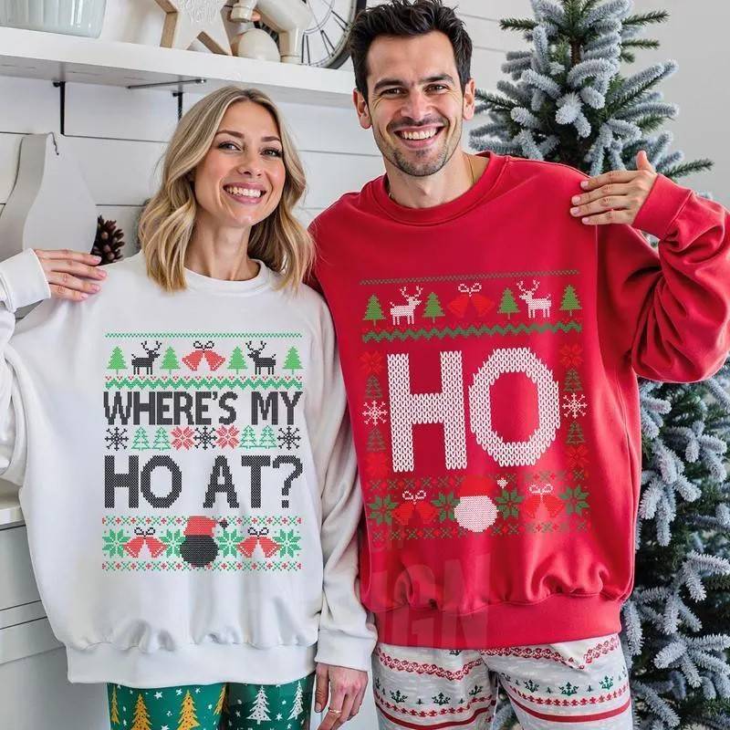 Funny Couples Christmas Round Neck Sweatshirt for Men and Women, Christmas Autumn and Winter Casual Long Sleeves
