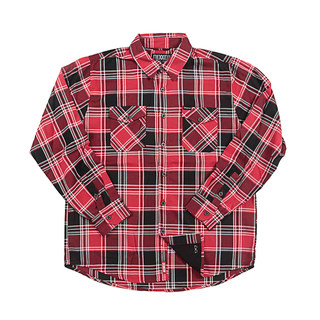 Hiphop chicano hip hop oversize red and black plaid splicing loose large size work shirt