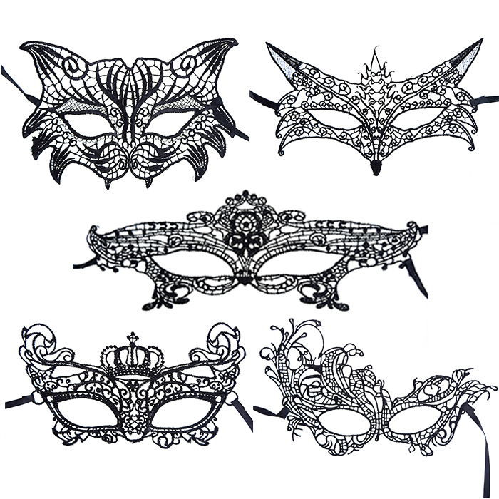 Lace Mask Female Adult Prom Half Face Mask Black Princess Fox Mask Halloween Supplies