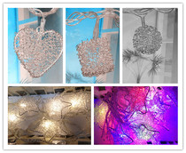 LED Silver Star Lights lanterns flashing lights string lights small lanterns wrought iron stars Christmas holiday decoration