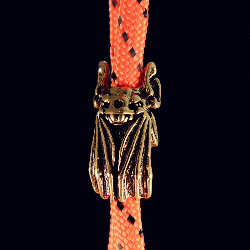 Brass Bracelet Pendant Vampire Bat Knife Pendant Multi-Purpose Bronze Paracord DIY Crafts Edc Car Keychain