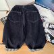 French-Style Boys' Spring and Autumn Jeans, New Children's Fashion Straight-Leg Pants, Small and Medium-Sized Children's Casual Long Pants with Plaid Edges, Trendy