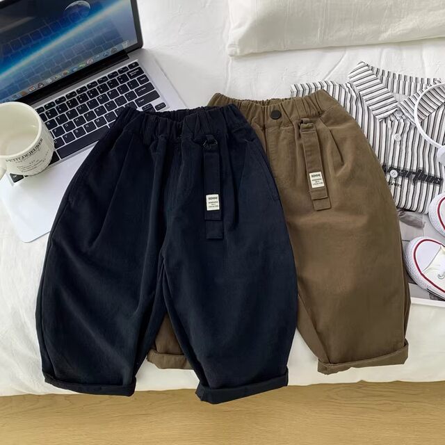 French-Style Boys' Pure Cotton Pants, Korean-Style Loose Children's Fashion Harem Pants, New Versatile Casual Cotton Pants, Trendy
