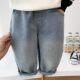 French-Style Boys' Spring and Autumn Jeans, Stylish Cartoon Soft Pants for Young Children, Handsome Long Pants for Little Boys, Casual
