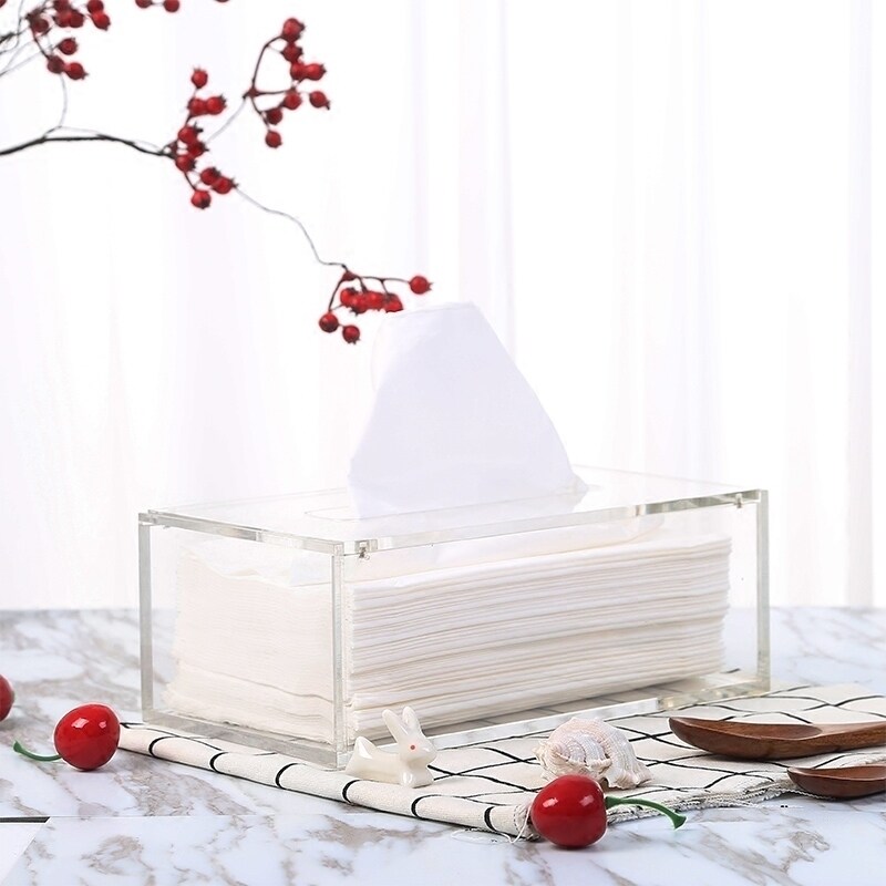 Magnetic Attraction Cover Transparent waterproof thickened acrylic Extraction Rectangular Tissue Box Sanitary Paper Box Upscale Briefing Paper paper Box